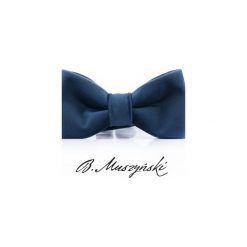 Mucha welurowa granatowa. Niebieskie muszki męskie marki B.muszyński, w paski, z tkaniny, eleganckie. Za 100,00 zł.