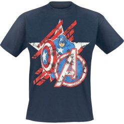 Captain America Star T-Shirt granatowy. Niebieskie t-shirty męskie Captain America, l, bez wzorów, retro, bez kołnierzyka. Za 74,90 zł.