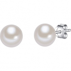 Kolczyki-wkrętki z perłami w kolorze białym. Białe kolczyki damskie Pearls Special, z perłą, srebrne. W wyprzedaży za 77,95 zł.