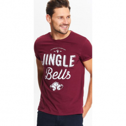 T-SHIRT MĘSKI ZE ŚWIĄTECZNYM NADRUKIEM. Brązowe t-shirty męskie z nadrukiem Top Secret, na jesień, m. Za 29,99 zł.