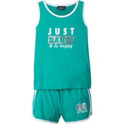 Top + szorty (2 części) bonprix szmaragdowy. Zielone szorty damskie z printem marki bonprix, sportowe. Za 37,99 zł.