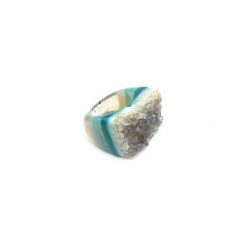 InspiRING Druza Agatu Turkusowy rozmiar 14. Niebieskie pierścionki damskie marki Brazi druse jewelry, z agatem. Za 270,00 zł.