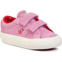 Tenisówki CONVERSE - One Star 2V Ox 762943C Prism Pink/Fiery Red/Egret. Różowe trampki dziewczęce Converse, bez wzorów, ze skóry, na rzepy. W wyprzedaży za 149,00 zł.