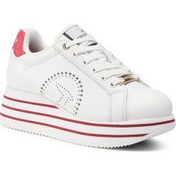Sneakersy TRUSSARDI JEANS - 79A00557 W771. Białe półbuty damskie Trussardi Jeans, bez wzorów, z jeansu, bez obcasa, na koturnie, bez zapięcia. Za 719,00 zł.
