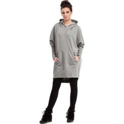 Szara Bluza - Tunika z Kapturem i Kieszenią Kangurką. Szare tuniki damskie marki Molly.pl, na co dzień, s, z kapturem. Za 135,90 zł.