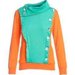 Pomarańczowo-Zielona Bluza Flighty. Zielone bluzy damskie Multu, s, bez wzorów, z flicu, bez rękawów, bez kaptura. Za 29,99 zł.