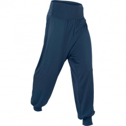 Spodnie "wellness" haremki, długie, Level 1 bonprix ciemnoniebieski. Niebieskie bryczesy damskie bonprix, na fitness i siłownię. Za 74,99 zł.