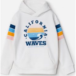 Bluza dresowa z kapturem - Kremowy. Białe bluzy męskie Reserved, m, bez wzorów, z dresówki, z kapturem, bez rękawów, z kapturem. Za 69,99 zł.