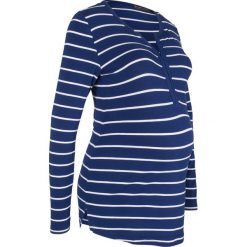 Shirt ciążowy i do karmienia bonprix kobaltowy w paski. Niebieskie koszulki damskie bonprix, w paski, bez kołnierzyka. Za 74,99 zł.