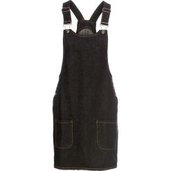 Sukienka ogrodniczka bonprix czarny "stone washed". Czarne sukienki damskie bonprix, bez wzorów, z denimu, bez kołnierzyka, bez rękawów, plisowane. Za 109,99 zł.