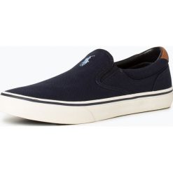 Polo Ralph Lauren - Tenisówki męskie z dodatkiem skóry, niebieski. Niebieskie tenisówki męskie Polo Ralph Lauren, z haftami, ze skóry. Za 249,95 zł.