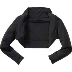 Bolerko bonprix czarny. Czarne swetry dziewczęce bonprix, bez wzorów, bez kołnierzyka, bez rękawów, bez kaptura. Za 34,99 zł.