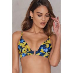 Bielizna damska: NA-KD Swimwear Góra od bikini z metalową sprzączką - Blue,Multicolor,Yellow