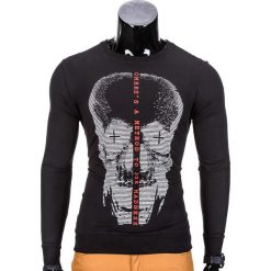 BLUZA MĘSKA BEZ KAPTURA Z NADRUKIEM B674 - CZARNA. Czarne bluzy męskie marki Ombre Clothing, s, z nadrukiem, z bawełny, bez kaptura. Za 34,99 zł.