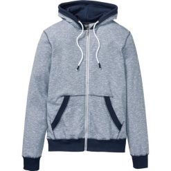 Bluza rozpinana z kapturem melanżowa bonprix ciemnoniebieski melanż. Niebieskie bluzy męskie bonprix, s, bez wzorów, z bawełny, z kapturem, bez rękawów, z kapturem. Za 99,99 zł.