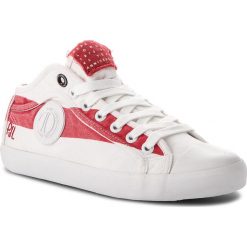 Trampki PEPE JEANS - In 45 PLS30696 Factory Red 220. Białe półbuty damskie Pepe Jeans, na co dzień, bez wzorów, z jeansu, bez obcasa, na płaskiej podeszwie, bez zapięcia. W wyprzedaży za 199,00 zł.