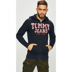 Tommy Jeans - Bluza. Czarne bejsbolówki męskie Tommy Jeans, l, z nadrukiem, z bawełny, z kapturem. Za 399,90 zł.