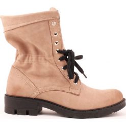 Sznurowane botki z ociepleniem na grubej podeszwie - skóra naturalna - model 431 - kolor cappuccino. Szare botki damskie Zapato, na zimę, z jeansu, bez obcasa, na płaskiej podeszwie, na sznurówki. W wyprzedaży za 299,25 zł.