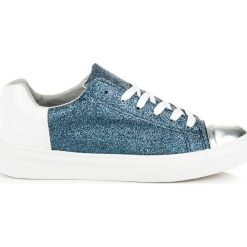 Trampki damskie slip on: Wiązane trampki z brokatem CLARICE