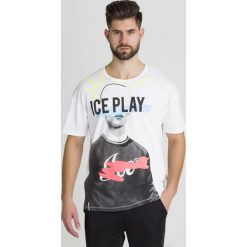 T-SHIRT ICE PLAY. Białe t-shirty męskie m, z nadrukiem, z elastanu, z okrągłym kołnierzem. Za 185,00 zł.
