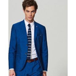 Marynarki męskie: Marynarka garniturowa z lnem slim fit – Niebieski