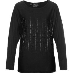 Sweter ze sztrasami bonprix czarno-srebrny. Czarne swetry damskie bonprix, bez wzorów, bez rękawów, bez kaptura. Za 129,99 zł.