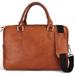 Skórzana torba na laptopa Solier SL22 brązowy vintage - Brązowy Vintage. Pomarańczowe torby męskie skórzane Solier, ze skóry, eleganckie. Za 629,99 zł.