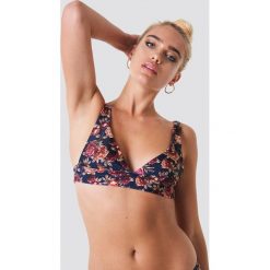 Stroje kąpielowe damskie: NA-KD Swimwear Góra bikini z szerokim paskiem – Blue,Multicolor,Navy