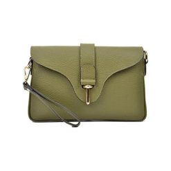Torebki klasyczne damskie: Skórzana torebka w kolorze zielonym – (S)29 x (W)18 x (G)5 cm