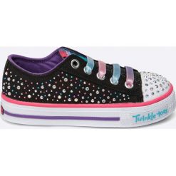 Skechers - Tenisówki dziecięce twinkle toes. Szare buty dziewczęce sportowe Skechers, z materiału, na sznurówki. W wyprzedaży za 159,90 zł.