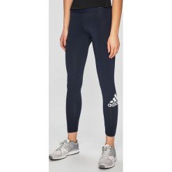 Adidas Performance - Legginsy. Niebieskie legginsy damskie marki adidas Performance, s, z nadrukiem, z elastanu. Za 149,90 zł.