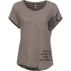 Shirt bonprix szary melanż - czarny w paski. Szare koszulki damskie marki bonprix, w paski, bez kołnierzyka, bez rękawów. Za 74,99 zł.