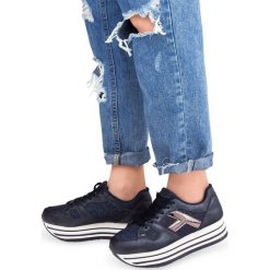 Buty sportowe damskie N/M 1306 Granatowe. Niebieskie buty sportowe damskie N/M, bez wzorów, z tkaniny, sportowe. Za 89,00 zł.