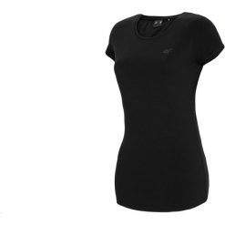 4F Women's T-shirt NOSH4-TSD001-20S. Czarne t-shirty damskie 4f, s, bez wzorów, bez kołnierzyka. W wyprzedaży za 34,99 zł.