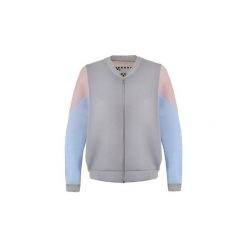 Bomber pianka z różem(UNISEX). Szare bluzy damskie marki Kozacki Mops, s, z haftami, z bawełny, bez rękawów, bez kaptura. Za 279,00 zł.