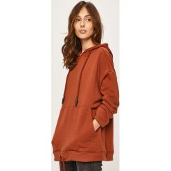 Answear - Bluza. Pomarańczowe bluzy damskie ANSWEAR, s, bez wzorów, z bawełny, bez rękawów, z kapturem. Za 79,90 zł.