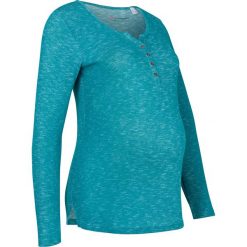 Shirt ciążowy i do karmienia bonprix morski turkusowy. Niebieskie bluzki ciążowe bonprix, bez wzorów, bez kołnierzyka, z długim rękawem. Za 74,99 zł.
