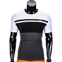 T-shirt męski bez nadruku S844 - czarny/grafitowy. Szare t-shirty męskie Ombre Clothing, s, z nadrukiem, eleganckie, bez kołnierzyka. Za 29,00 zł.