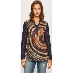 Desigual - Bluzka. Niebieskie bluzki damskie Desigual, na co dzień, s, bez wzorów, z bawełny, bez kołnierzyka, z długim rękawem. W wyprzedaży za 249,90 zł.