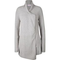 Sweter rozpinany bonprix jasnoszary melanż. Szare swetry damskie bonprix, bez wzorów, bez rękawów, bez kaptura. Za 89,99 zł.