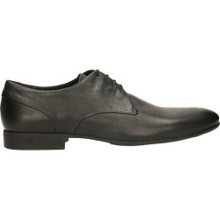 Półbuty PORFIRIO. Czarne buty wizytowe męskie Gino Rossi, bez wzorów, ze skóry, eleganckie, na sznurówki. Za 299,90 zł.