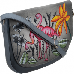 Piękna torebka folk ręcznie malowana skóra handmade. Torebki klasyczne damskie Merg Selection, w paski, z tkaniny, klasyczne, na ramię, bez dodatków. Za 225,90 zł.
