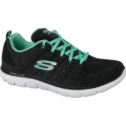 Skechers Flex Appeal 2.0 12756-BKAQ. Czarne buty sportowe damskie Skechers, bez wzorów, z tkaniny, na fitness i siłownię. W wyprzedaży za 239,99 zł.