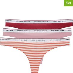 Stringi (3 pary) w kolorze pomarańczowo-jasnoróżowo-czerownym. Różowe stringi damskie Odzież sportowa, xs, w paski. W wyprzedaży za 99,95 zł.