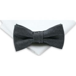 Srebrno-Czarna Mucha + Biała Poszetka, Męska MUALTS0044. Szare muszki męskie Alties, na imprezę, w paski, eleganckie. Za 40,00 zł.