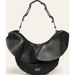 Red Valentino - Torebka skórzana. Czarne torby damskie na zakupy Red Valentino, w paski, ze skóry, na ramię, bez dodatków. Za 1699,00 zł.