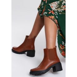 Camelowe Botki Bellingham. Brązowe botki damskie Renee, na jesień, z okrągłym noskiem, za kostkę, na niskim obcasie, na obcasie, na zamek. Za 129,99 zł.