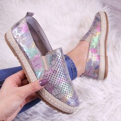 Tomsy damskie: Skórzane półbuty damskie espadryle ażurowe eVento