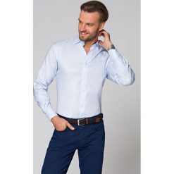 Koszula Błękitna w Białą Pepitkę Hazel. Niebieskie koszule męskie LANCERTO, na lato, s, bez wzorów, z bawełny, eleganckie, bez kołnierzyka, bez rękawów. Za 299,90 zł.
