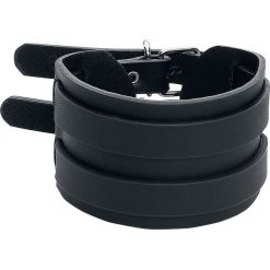 Bransoletki męskie: Double Leather Strap Bracelet Bransoletka skórzana czarny